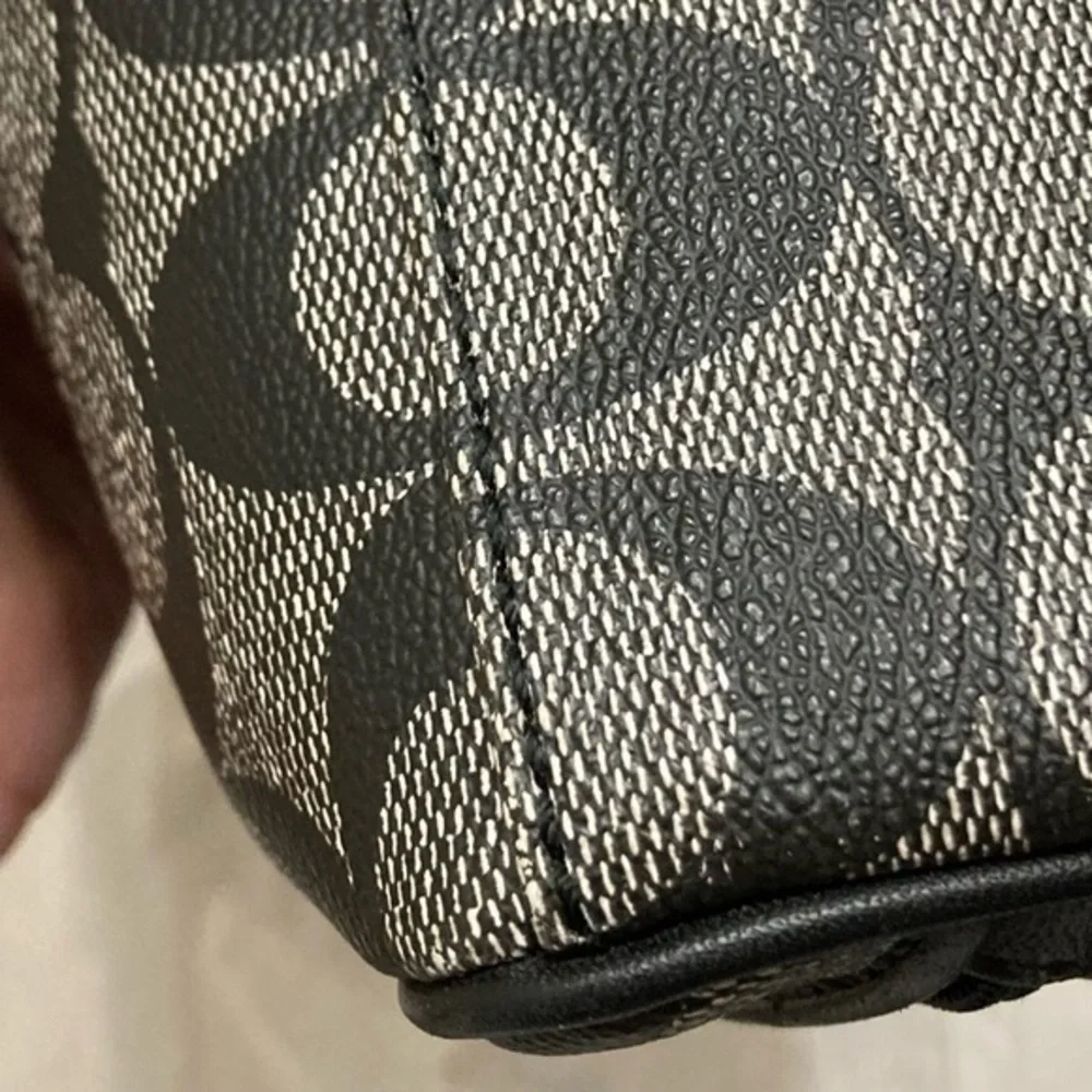 Coach black gray legacy striped signature clutch bag